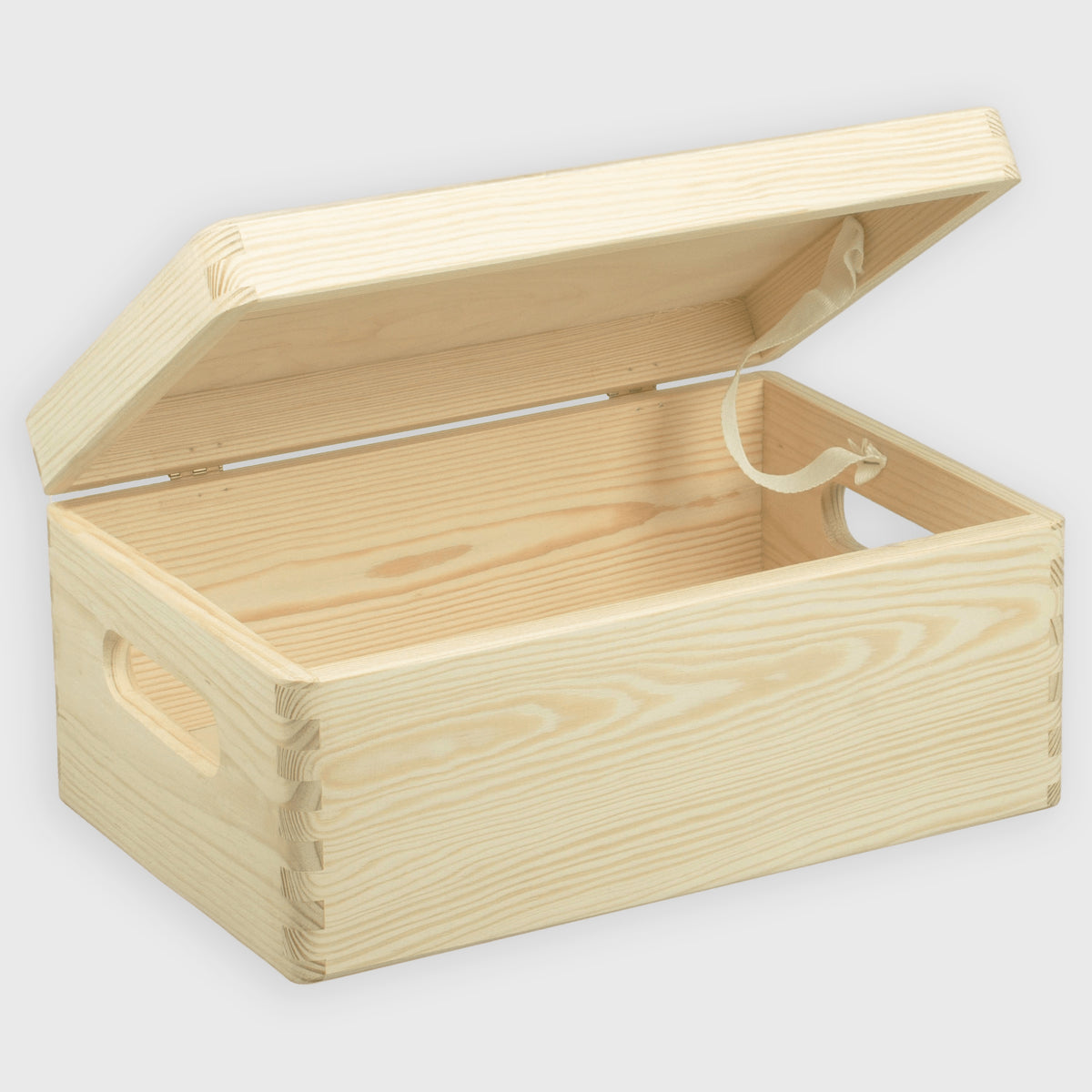 LAUBLUST Boîte en bois Naturel FSC® - env. 30x20x14cm | Boîte de rangement avec couvercle et poignées | Coffre à jouets, souvenirs et bricolage | Emballage cadeau | Boîte de décoration
