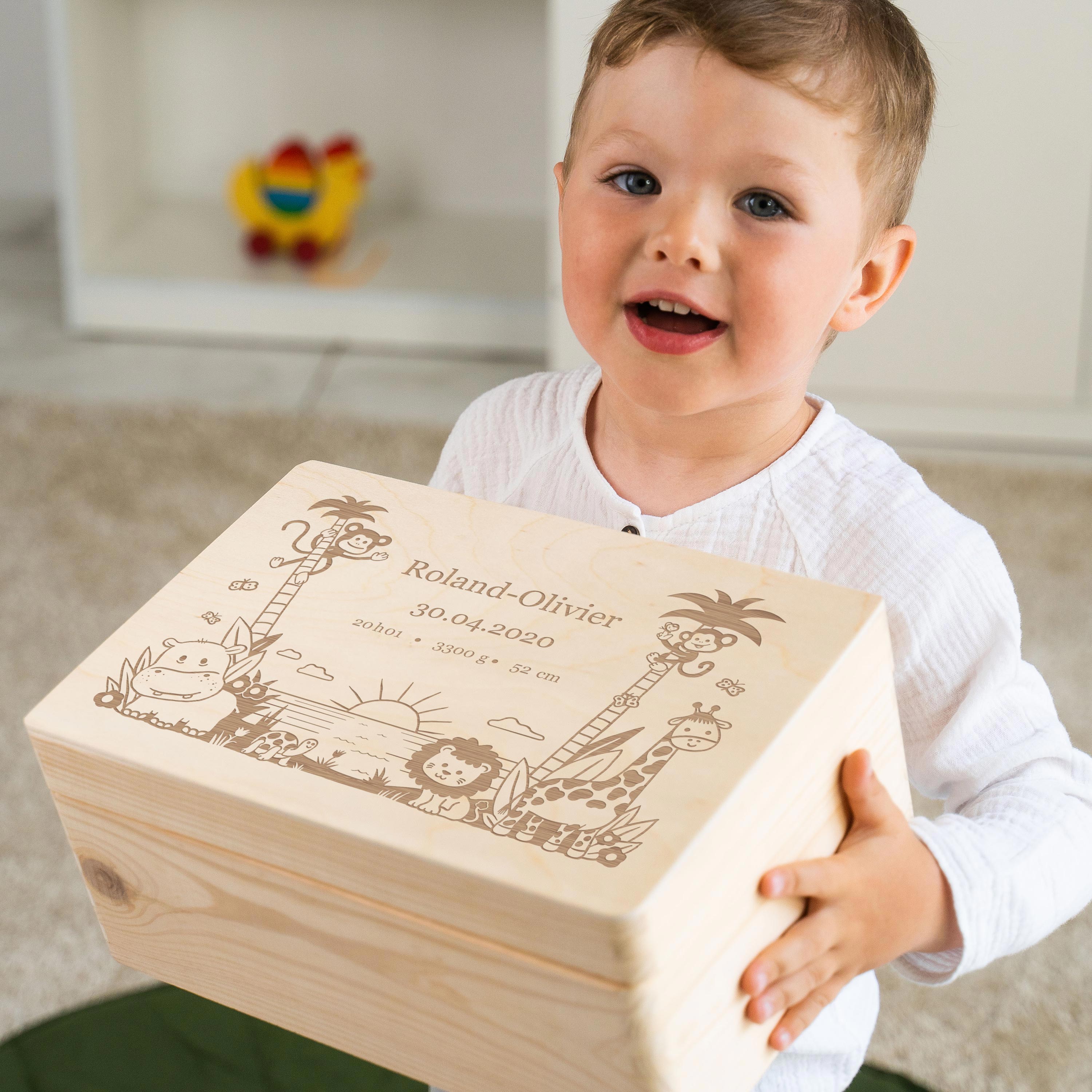 Boîte à souvenirs pour bébé personnalisée - Naturelle - Motif