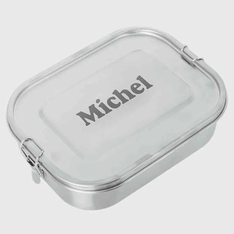 Boîte à repas personnalisée avec prénom – 800-1400 ml, acier inoxydable avec compartiments, étanche - Image 1