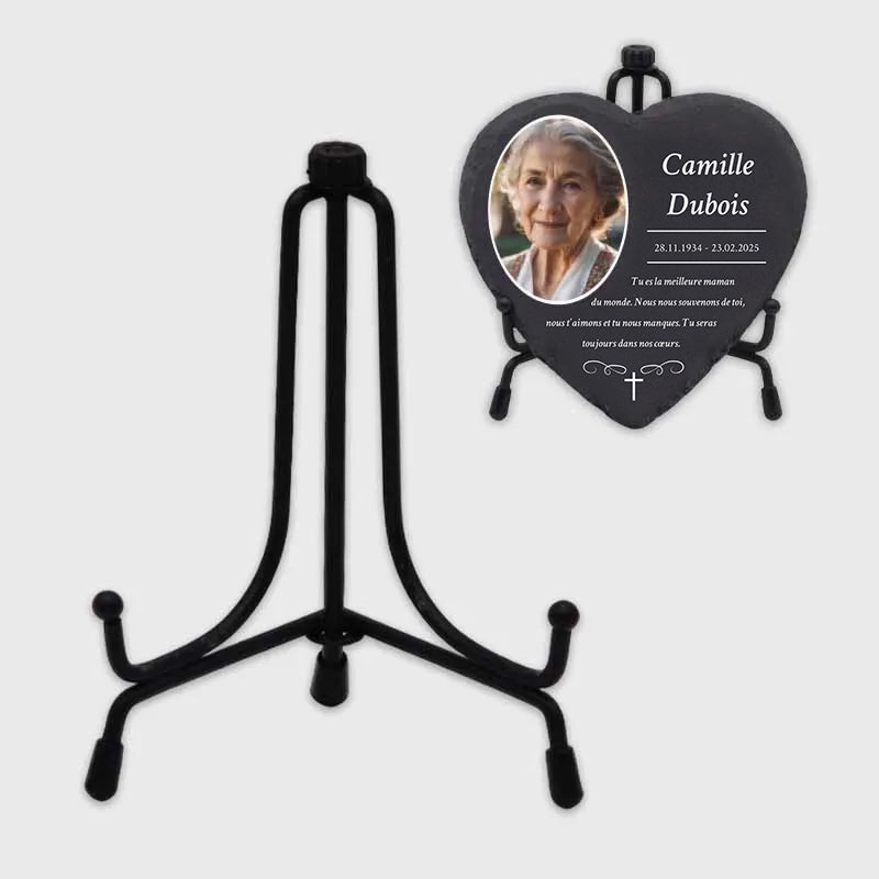 Support pour plaque funéraire en forme de cœur - 2 tailles - Image 1
