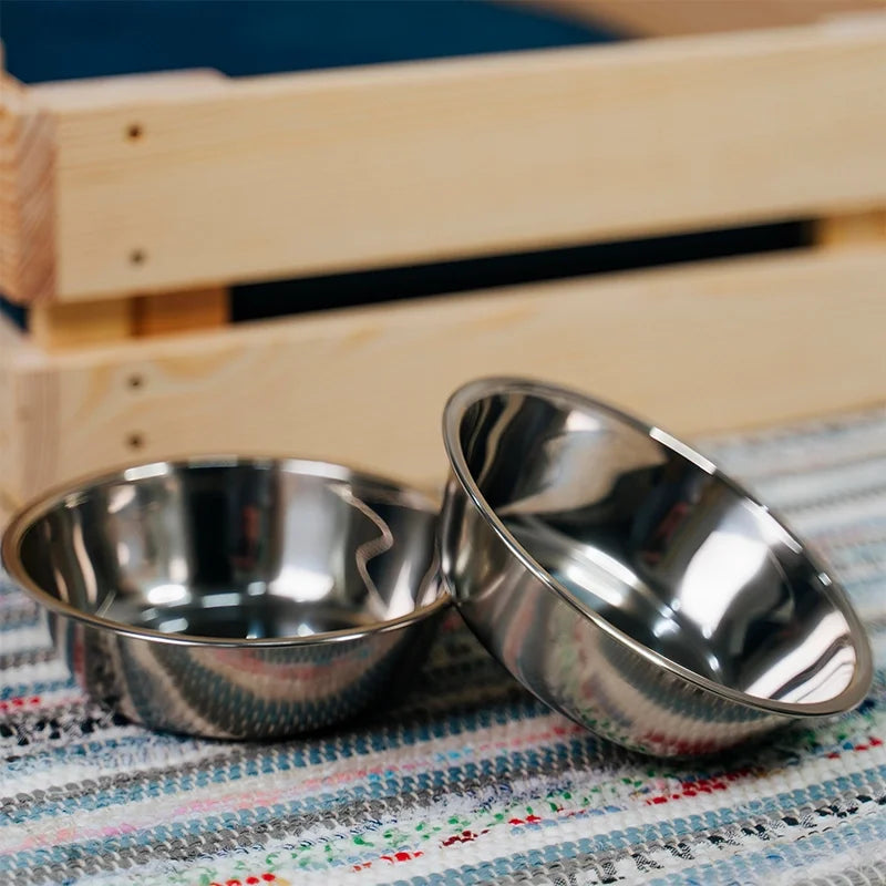 Set de 2 gamelles en acier inoxydable pour chiens et chats - Argenté - Image 7