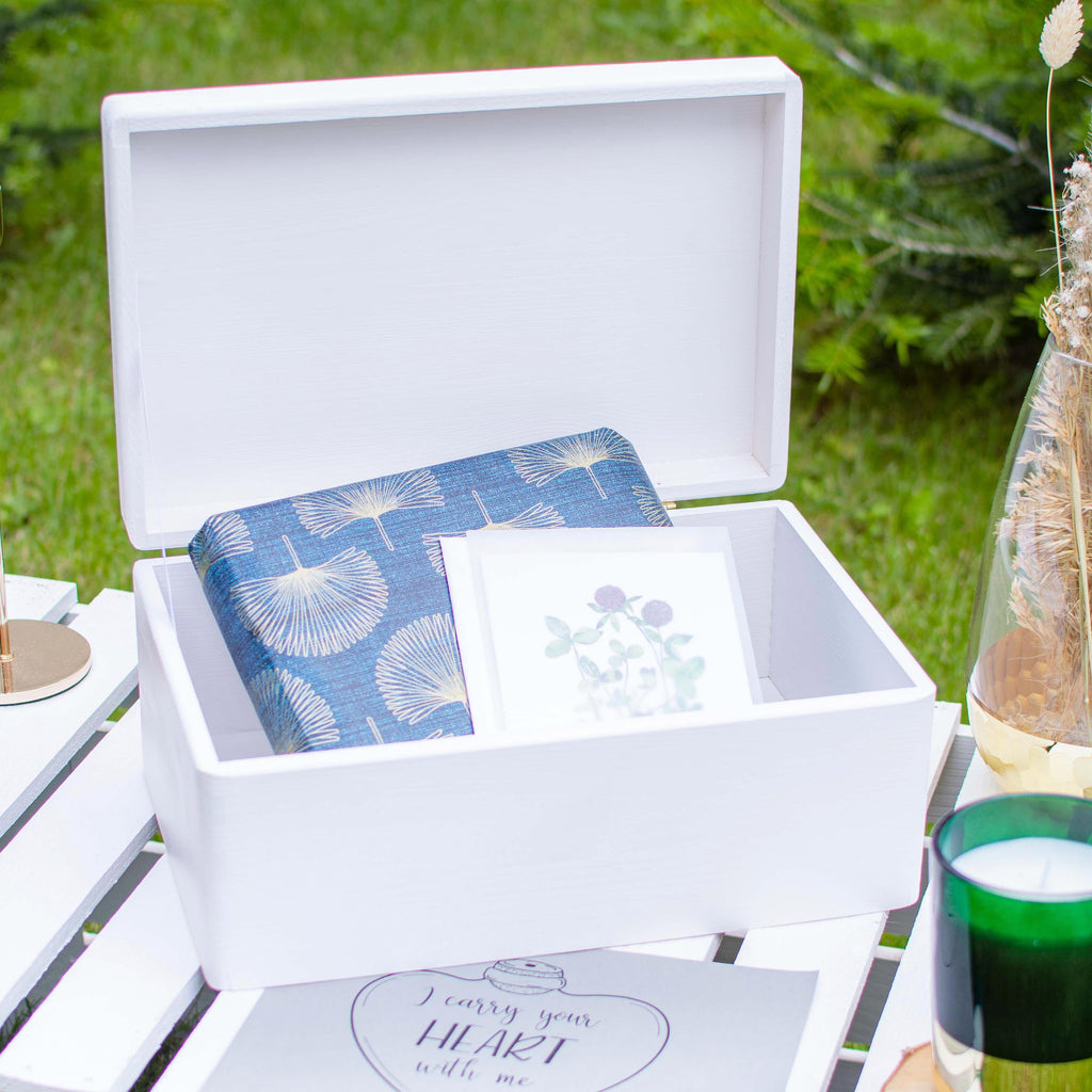 Boîte à souvenirs de mariage - Oiseaux - Boîte de mariage personnalisée - Boîte en bois blanc, FSC®️ - Image 4