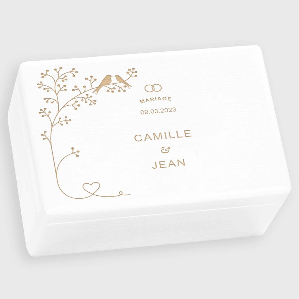 Creative Deco Boîte à Souvenirs De Mariage Personnalisée - Coffret Cadeau Bois Pour Jeunes Mariés - 40x30x14 Cm