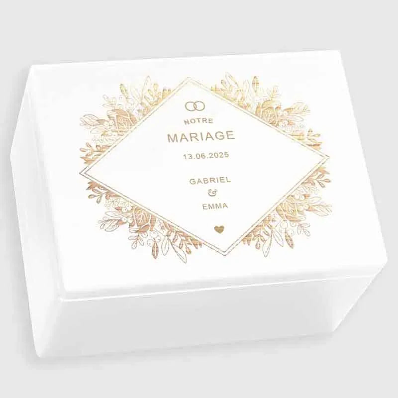 Boîte à souvenirs de mariage - Fleurs - Boîte de mariage personnalisée - Blanc - Image 12