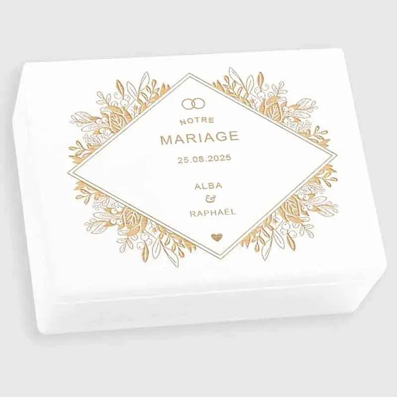 Boîte à souvenirs de mariage - Fleurs - Boîte de mariage personnalisée - Blanc - Image 11