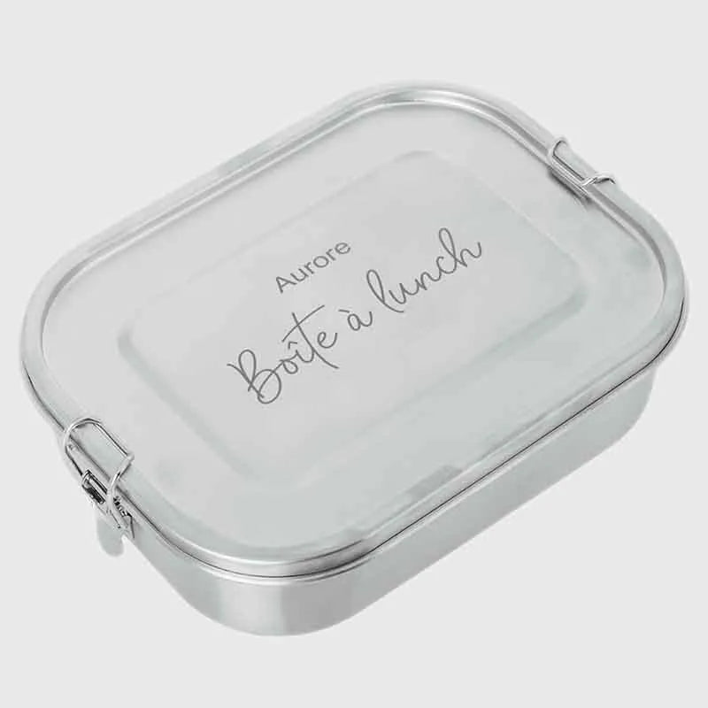 Boîte à repas personnalisée avec prénom et texte – 800-1400 ml, inox avec compartiments et étanche - Image 1