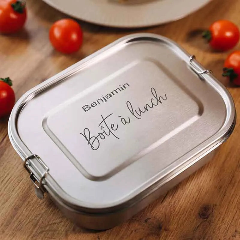 Boîte à repas personnalisée avec prénom et texte – 800-1400 ml, inox avec compartiments et étanche - Image 5