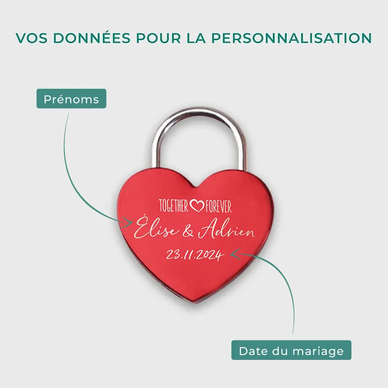 Cadenas cœur avec sa clé et 30 clés supplémentaires (n'ouvrant pas le cadenas), jeu tombola mariage - France Cadenas cœur avec sa clé et 30 clés supplémentaires (n'ouvrant pas le cadenas), jeu tombola mariage - France