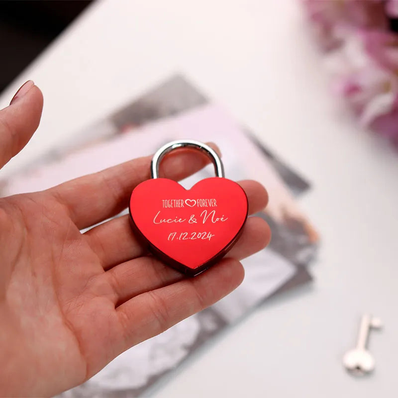 Cadenas d'amour gravé avec clé, idéal pour les fiançailles - Image 7