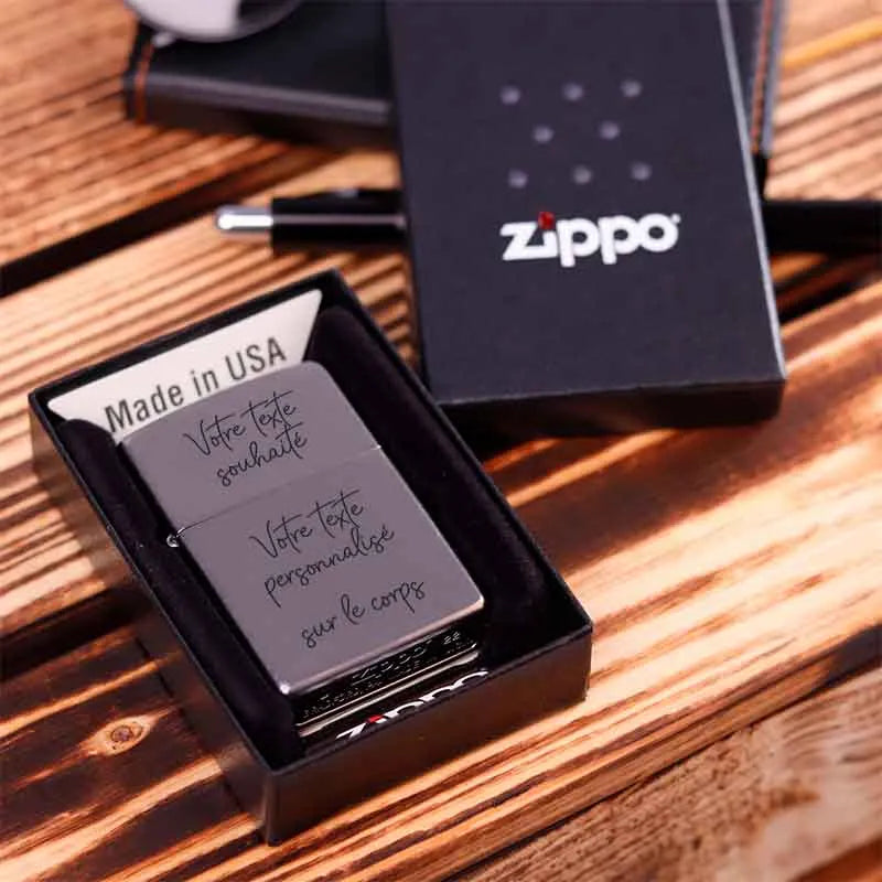 Briquet Zippo à essence personnalisé pour lui – Texte souhaité, aspect usé - Image 5