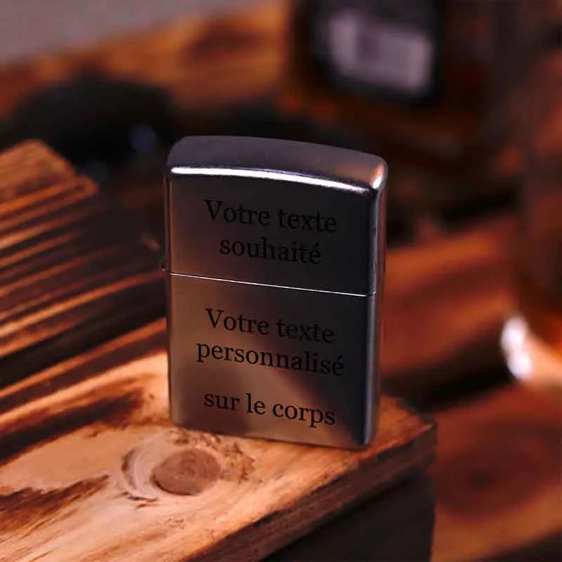 Briquet Zippo à essence personnalisé pour lui – Texte souhaité, aspect usé - Image 10