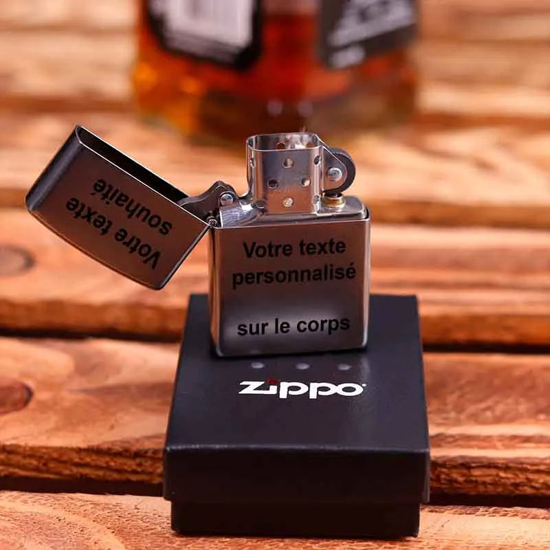Briquet Zippo à essence personnalisé pour lui – Texte souhaité, aspect usé - Image 9