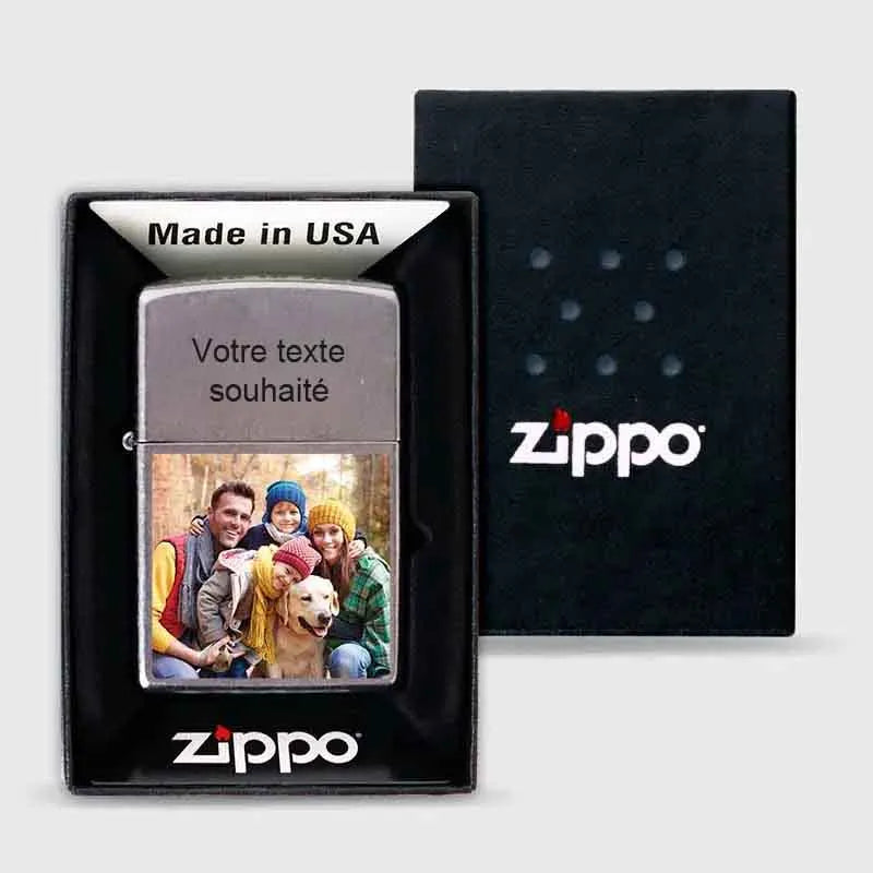 Briquet Zippo à essence personnalisé pour lui – Photo couleur, aspect usé - Image 1