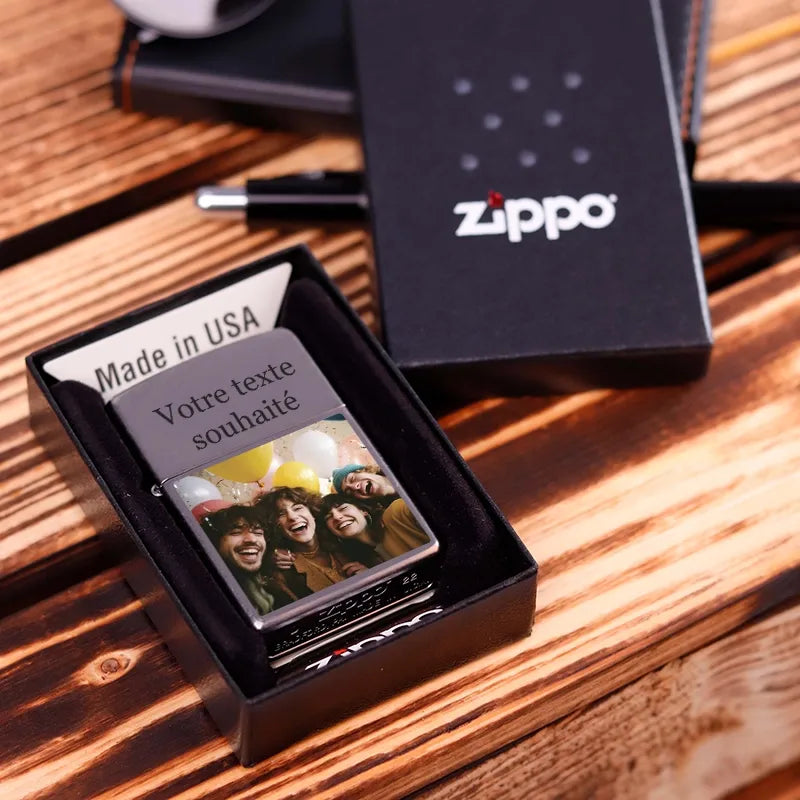 Briquet Zippo à essence personnalisé pour lui – Photo couleur, aspect usé - Image 5