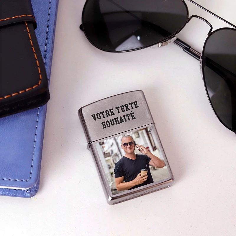 Briquet Zippo à essence personnalisé pour lui – Photo couleur, aspect usé - Image 8