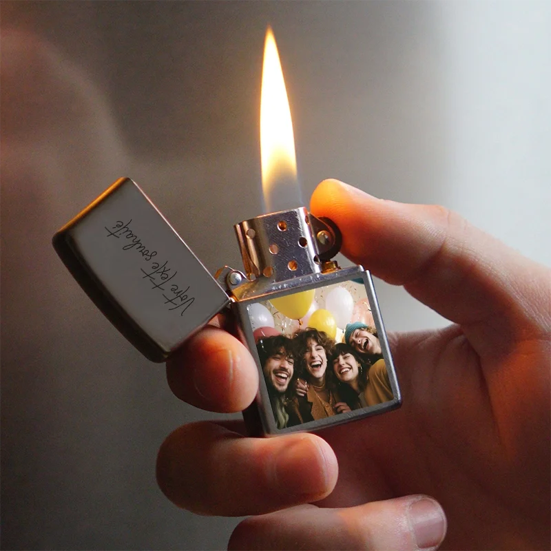 Briquet Zippo à essence personnalisé pour lui – Photo couleur, aspect usé - Image 10