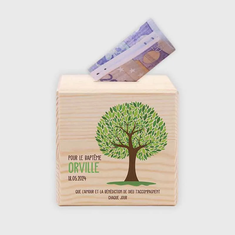 Tirelire Cochon Personnalisable Avec Nom - Gravure Laser, Taille L (15x12x13.5 Cm), Cadeau Enfant