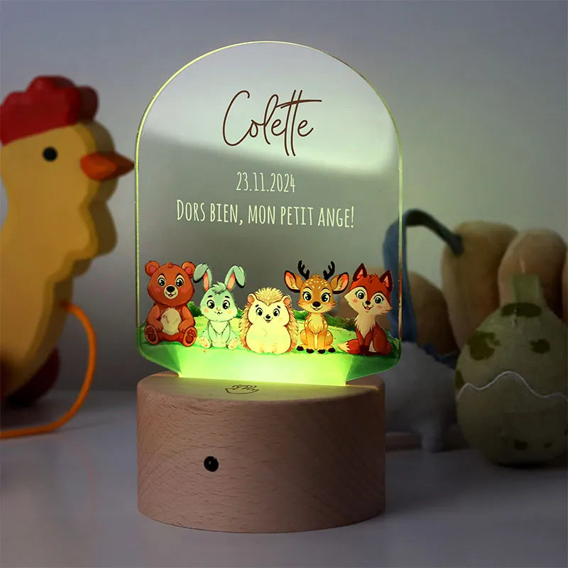 Veilleuse LED pour enfants - Personnalisée - Veilleuse bébé avec prénom | Lampe 3D Animaux de la forêt - Image 7