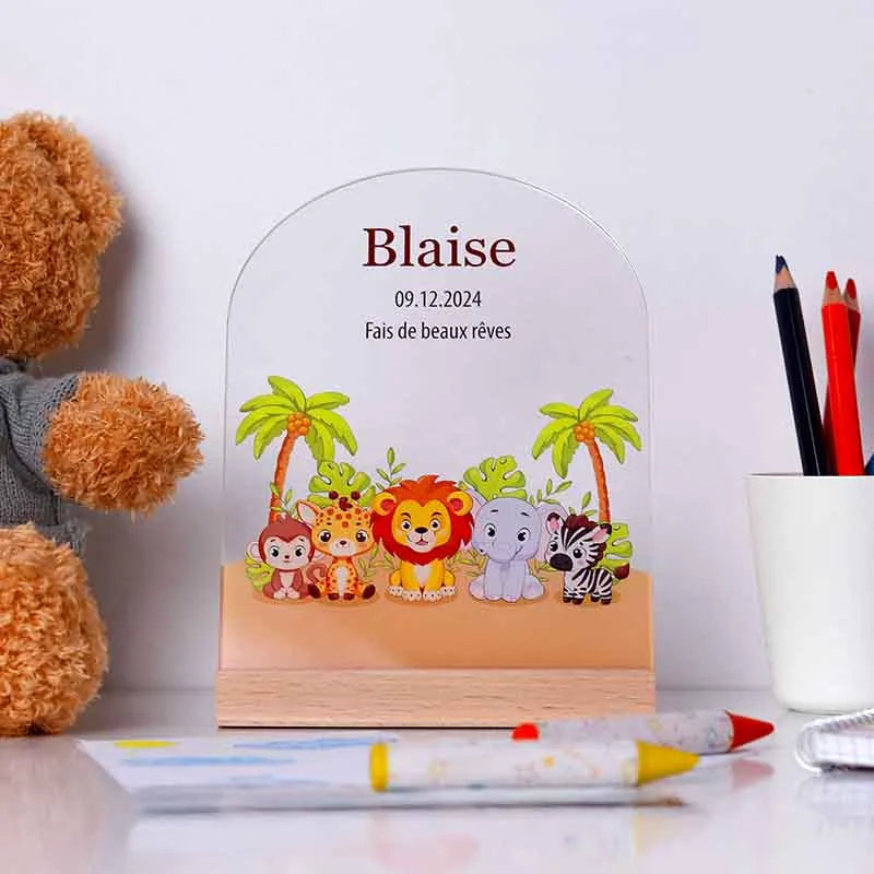Veilleuse LED 3D Personnalisée LAUBLUST - Animaux De La Forêt Avec Prénom, Cadeau Naissance Et Baptême Fille Garçon
