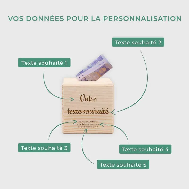 Tirelire personnalisée – Texte souhaité - Image 3