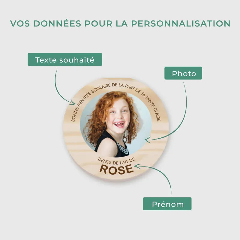Boîte à dents en bois personnalisée avec photo - Boîte à dents pour enfants - Image 3