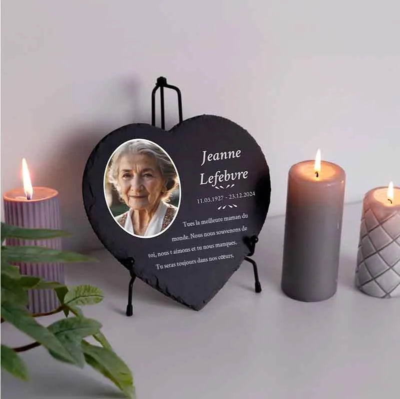 Plaque funéraire personnalisée en forme de cœur avec photo - Souvenir, 3 tailles - Image 4