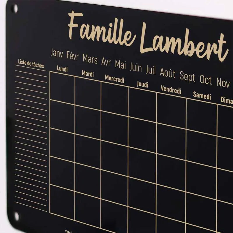 Calendrier mural personnalisé en acrylique effaçable | Planificateur familial avec nom - Noir - Image 8