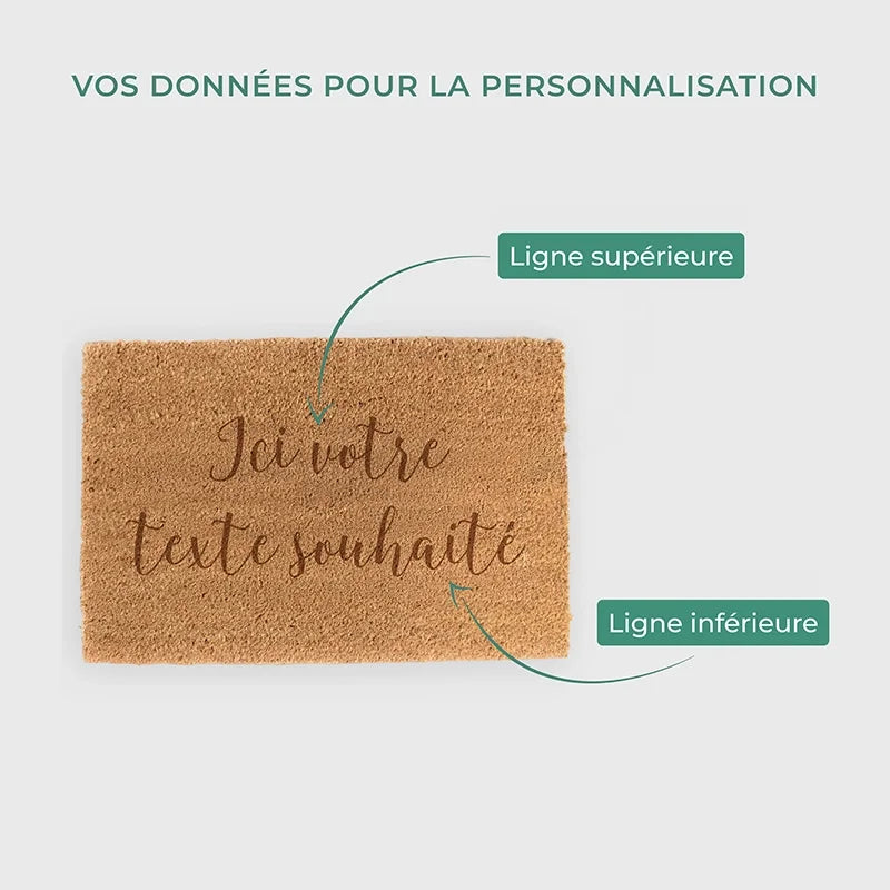 Paillasson personnalisé avec nom – Texte souhaité – env. 60 x 40 cm - Image 3