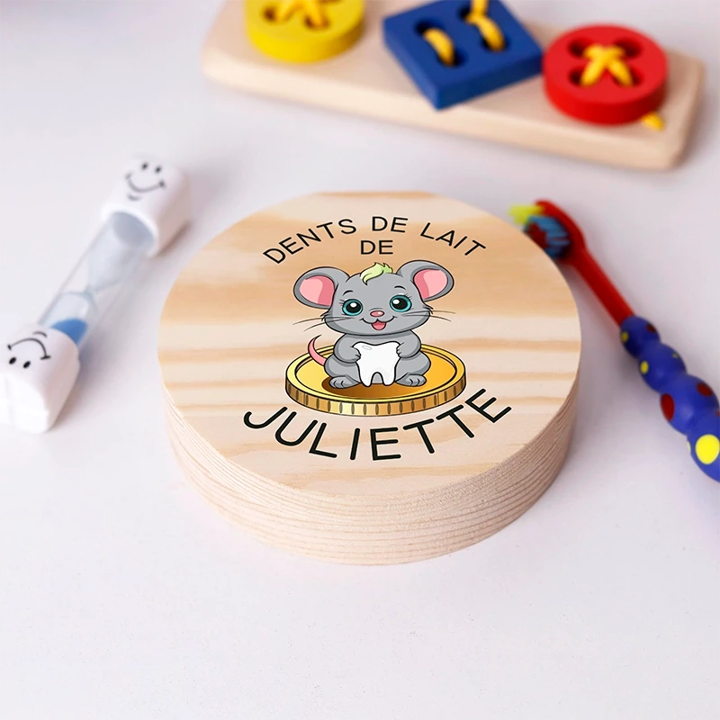 Boîte à dents de lait personnalisée avec prénom - Boîte à dents pour enfants avec la Petite Souris - Image 5