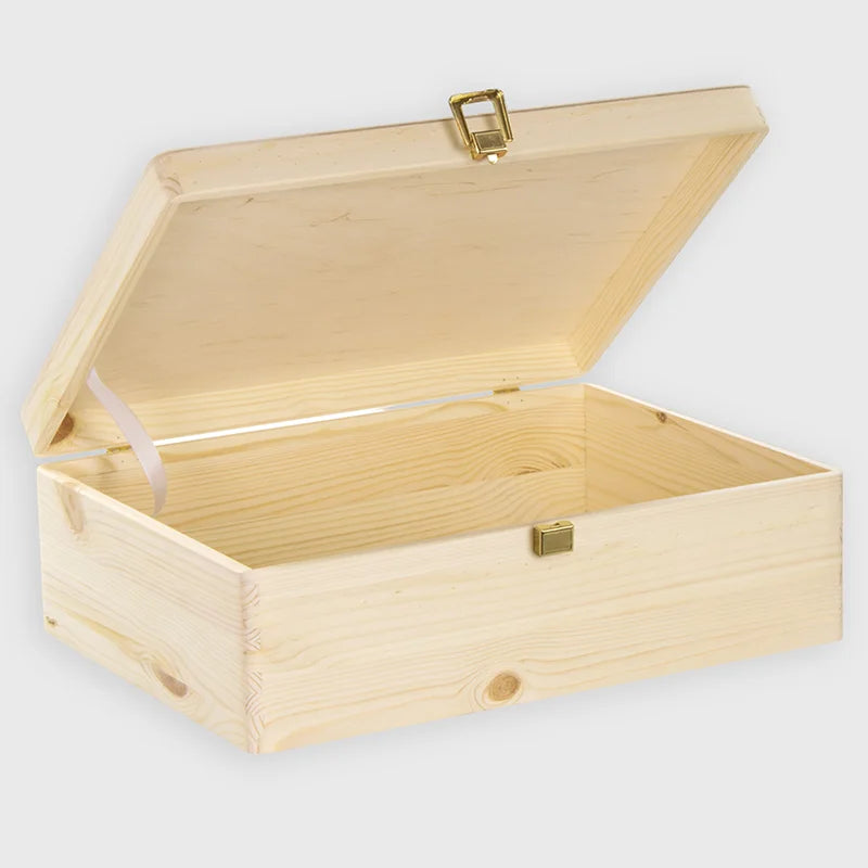 Boîte en bois avec couvercle et fermeture en métal –  S/M/L/XL - Naturel - Image 14