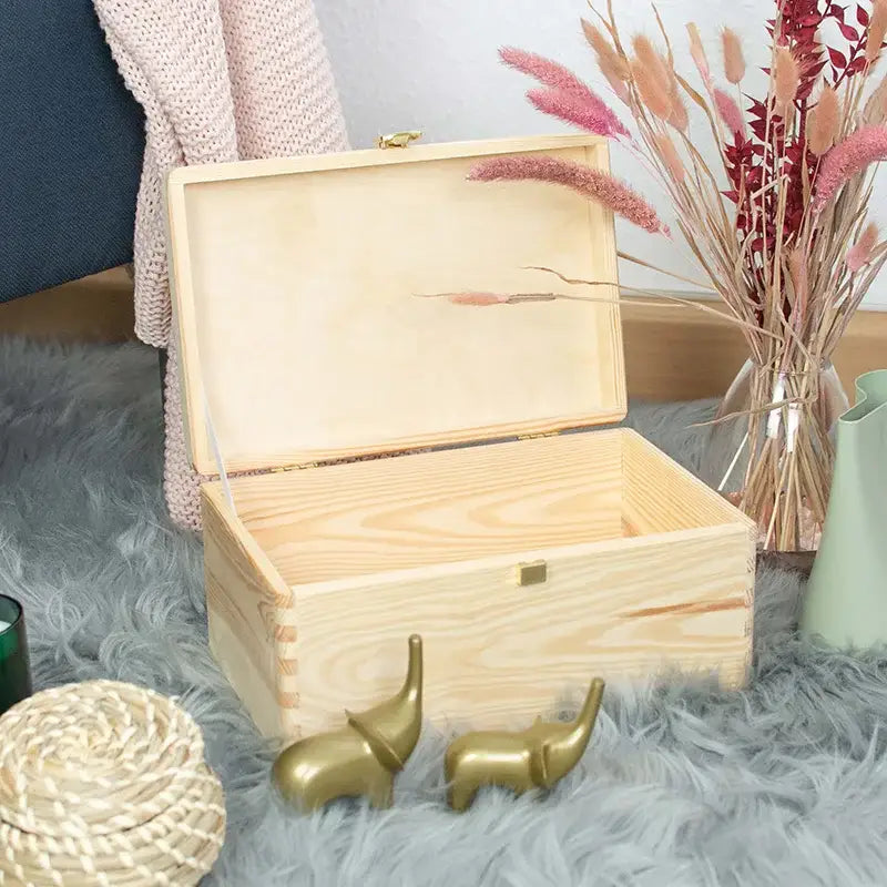 Boîte en bois avec couvercle et fermeture en métal –  S/M/L/XL - Naturel - Image 10