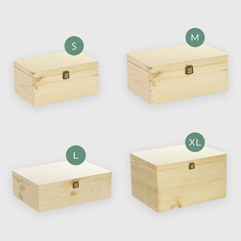 Boîte en bois avec couvercle et fermeture en métal –  S/M/L/XL - Naturel - Image 3