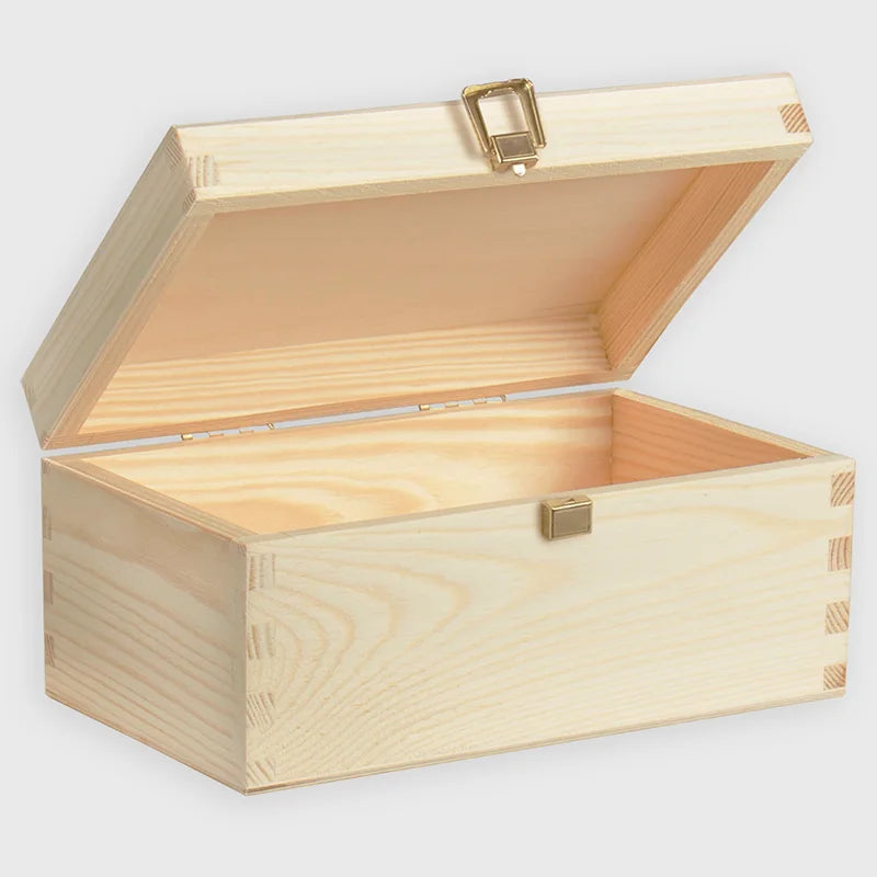 Boîte en bois avec couvercle et fermeture en métal –  S/M/L/XL - Naturel - Image 13