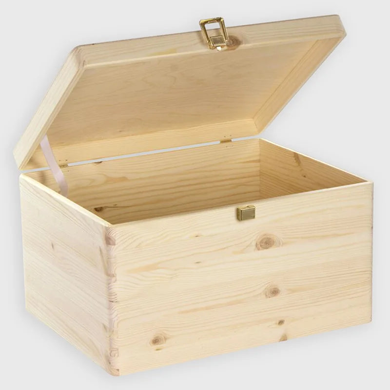Boîte en bois avec couvercle et fermeture en métal –  S/M/L/XL - Naturel - Image 15