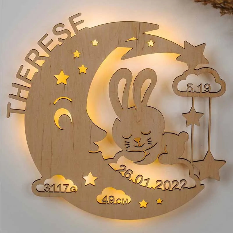 Veilleuse bébé avec prénom (Lapin de Lune) - Image 1