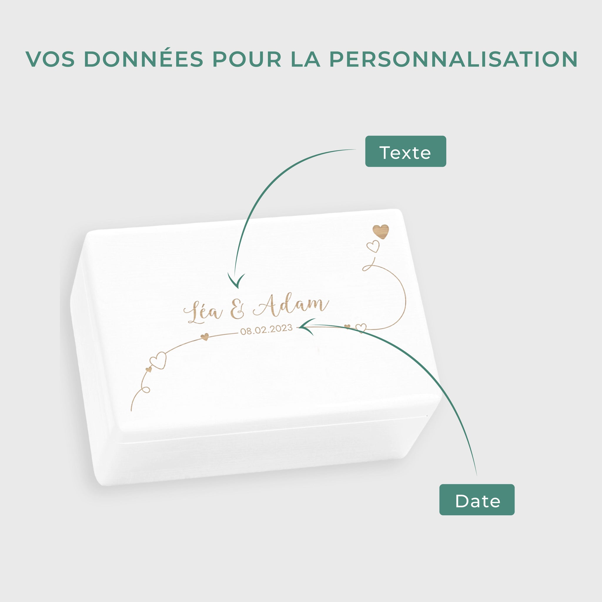 LAUBLUST Boîte Souvenirs Mariage Personnalisée En Bois Gravé - Coffret FSC Naturel Avec Couvercle